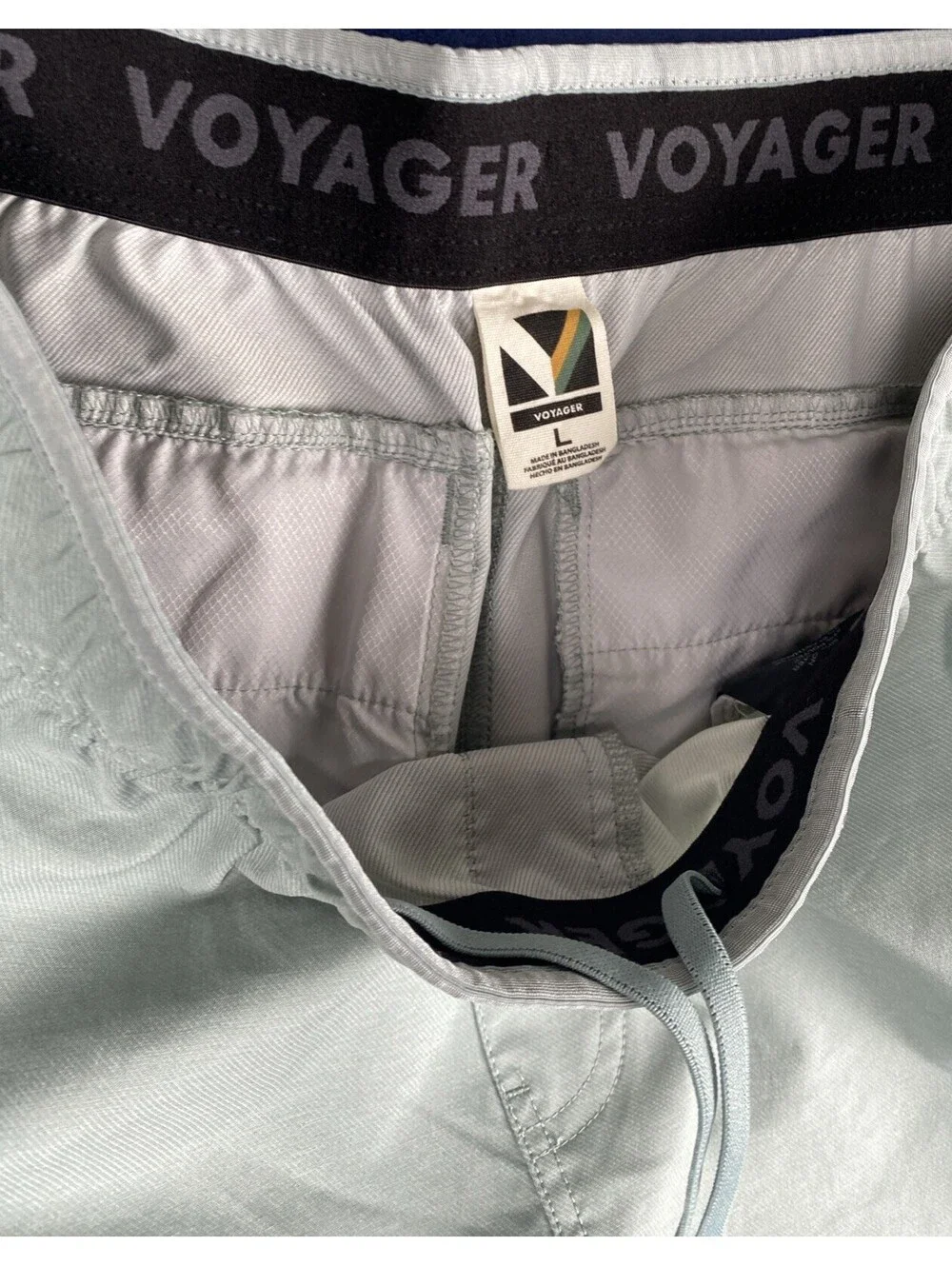 Voyager Mens Performance Shorts L Pull On Elastic Waist Zip Pockets mint green